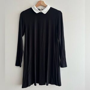 Wednesday Adams Black Long Sleeve Peter Pan Collar Dress Size Small - Goth, 90s